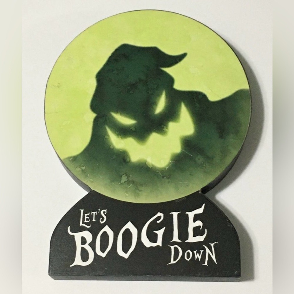 Disney Nightmare Before Christmas Oogie Boogie Let's Boogie Down Wood Table Sign